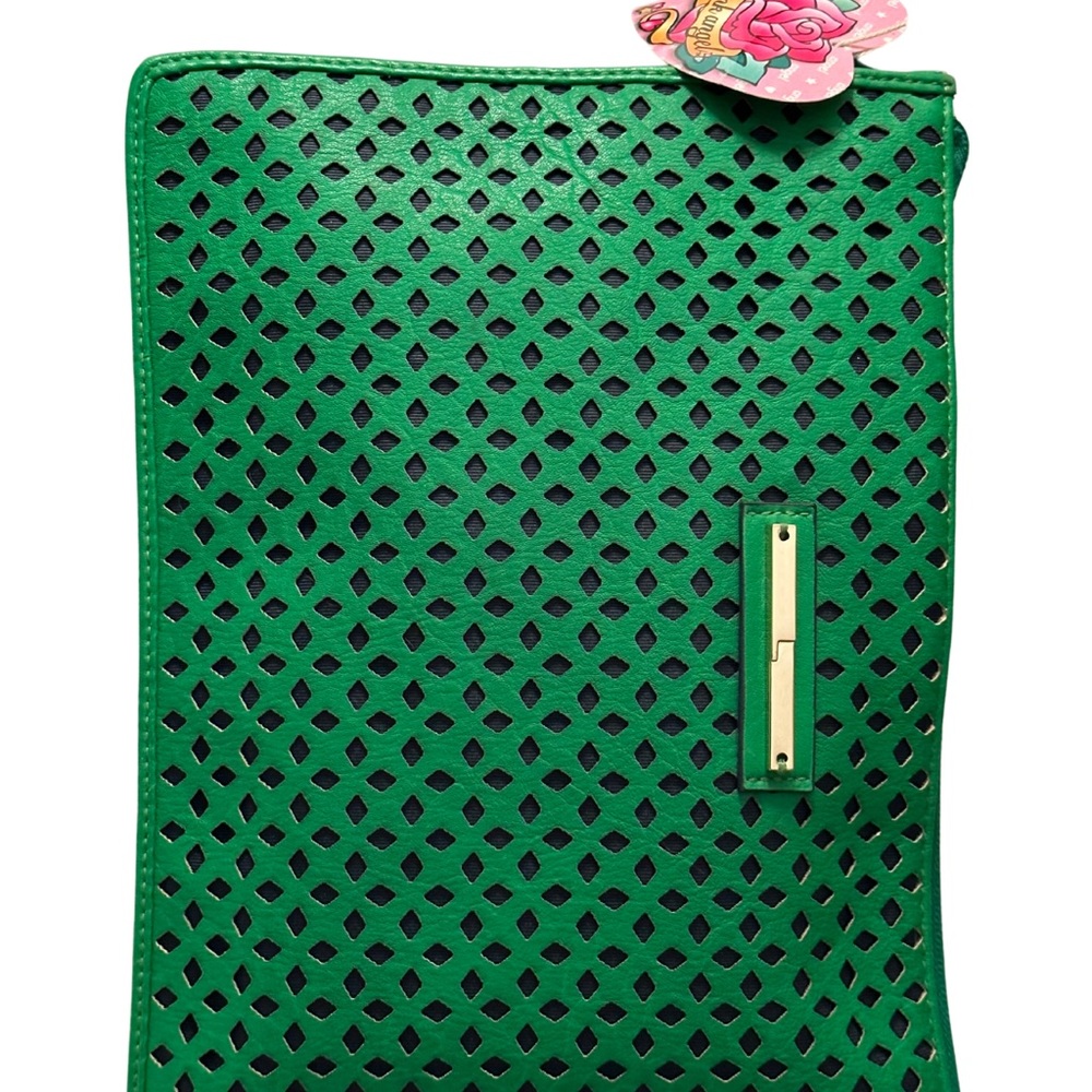 The Limited, Emerald Green, Gold accent Clutch, Faux Leather. - Picture 3 of 7